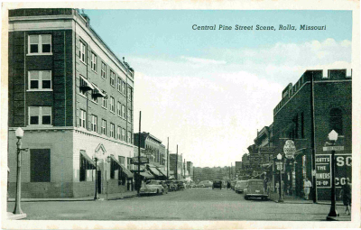 Old photo of Pine Street in Rolla, Mo.
